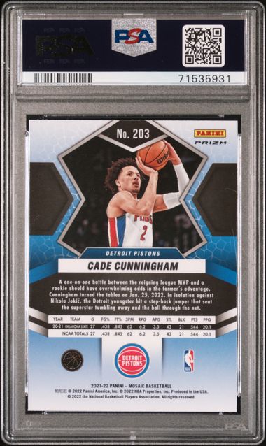 2021-22 Mosaic Red Mosaic #203 Cade Cunningham PSA 10 (Rookie)