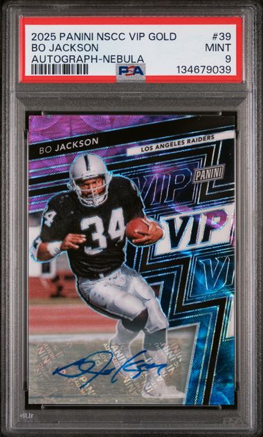 2025 Panini The National VIP Gold Pack Nebula Autograph #39 Bo Jackson #04/10 PSA 9