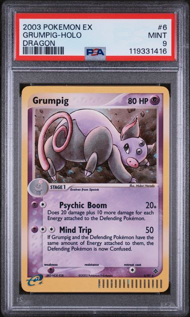 2003 Pokemon Dragon #6 Grumpig - Holo PSA 9