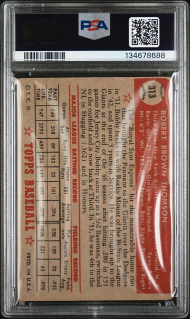 1952 Topps #313 Bobby Thomson PSA 2