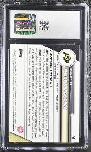 2023 Bowman University Chrome Pink Refractor #16 Shedeur Sanders CGC 10