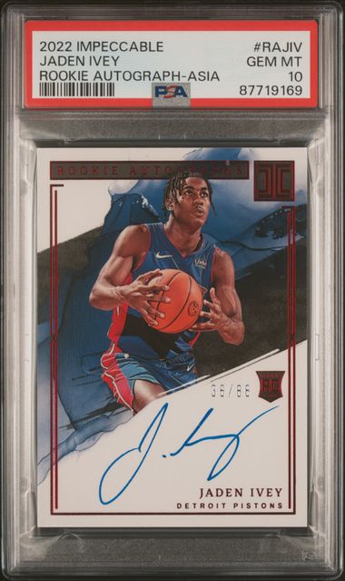 2022-23 Panini Impeccable Rookie Autographs Asia #RAJIV Jaden Ivey #36/88 PSA 10 (Rookie) | Eastridge Sports Cards