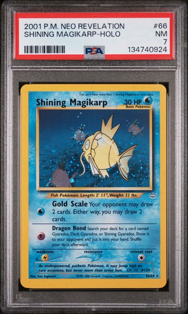 2001 Pokemon Neo Revelation Unlimited #66 Shining Magikarp - Holo PSA 7