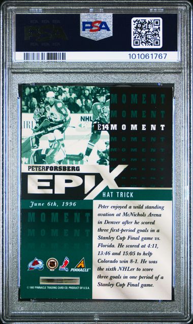 1997-98 Pinnacle Epix Moment Emerald #E14 Peter Forsberg PSA 7