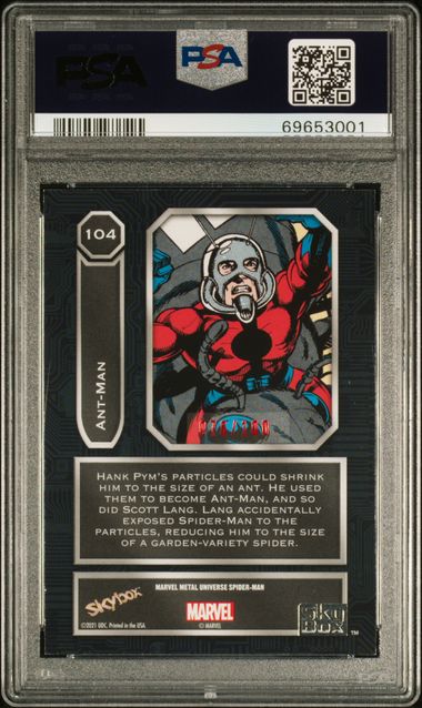 2022 Marvel Metal Universe Spider-Man Precious Metal Gems Red #104 Ant-Man #076/100 PSA 8
