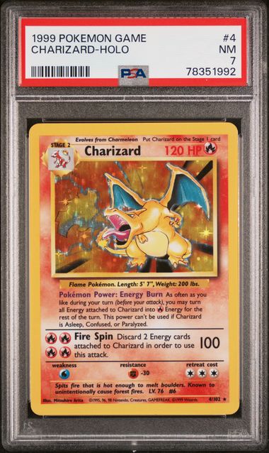 1999 Pokemon Base Set Unlimited #4 Charizard- Holo PSA 7