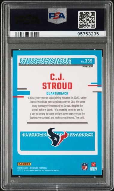 2023 Donruss Opric Preview Red & Green Holo #339 C.J. Stroud PSA 10 (Rookie)