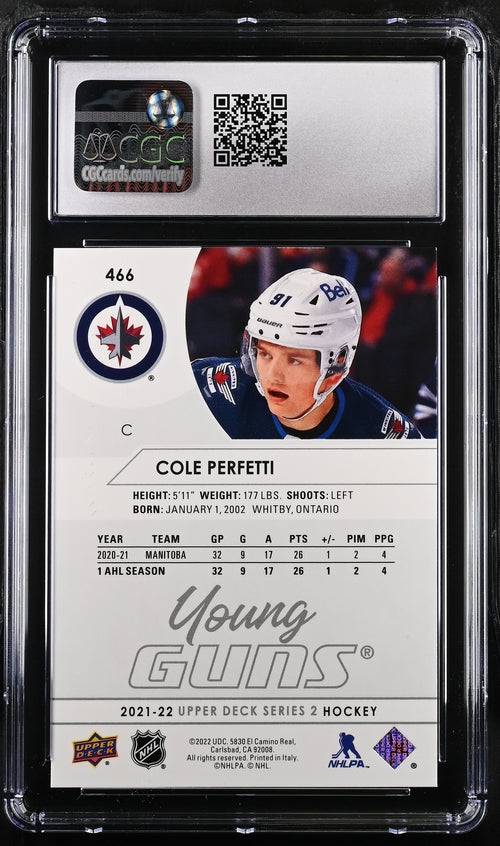2021-22 Upper Deck #466 Cole Perfetti CGC 9 (Rookie)