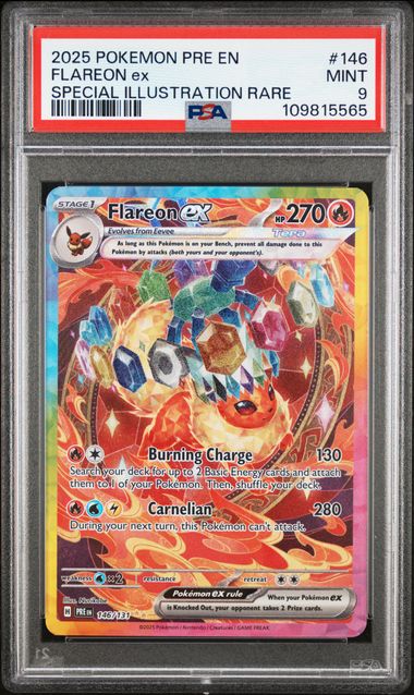 2025 Pokemon Prismatic Evolutions #146 Flareon ex- Special Illustration Rare PSA 9
