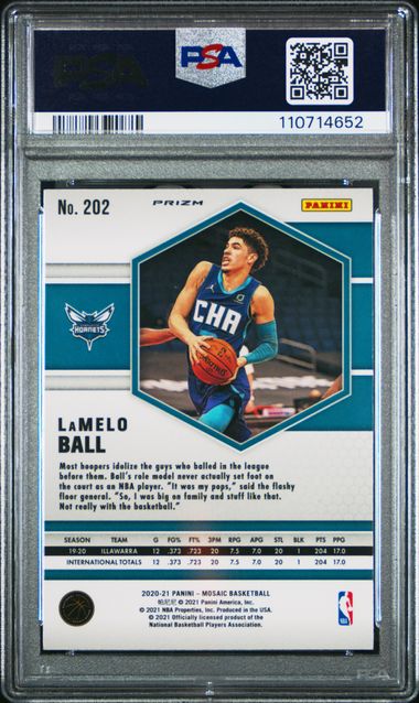 2020-21 Panini Mosaic Red/Green Choice #202 LaMelo Ball PSA 9 (Rookie)
