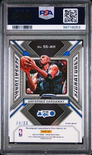 2023-24 Panini Prizm Sensational Signatures Choice Prizm #SSAH Anfernee Hardaway #39/88 PSA 9