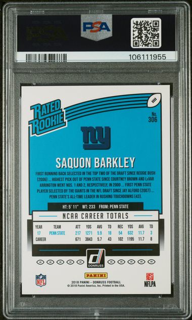 2018 Panini Donruss Red Press Proof #306 Saquon Barkley PSA 9 (Rookie)