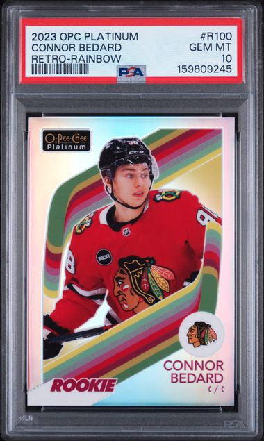 2023-24 O-Pee-Chee Platinum Retro Rainbow #R100 Connor Bedard PSA 10 (Rookie)