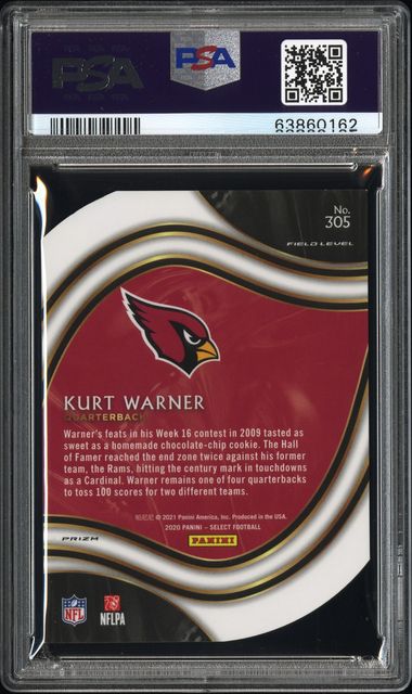 2020 Panini Select Die-Cut Zebra Prizm #305 Kurt Warner PSA 10