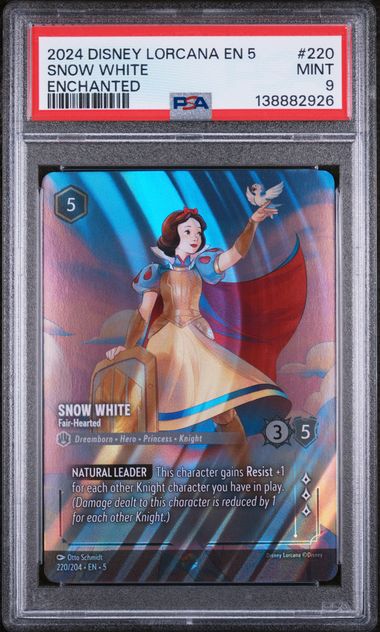2024 Disney Lorcana Shimmering Skies #220 Snow White - Fair-Hearted PSA 9 (Enchanted)