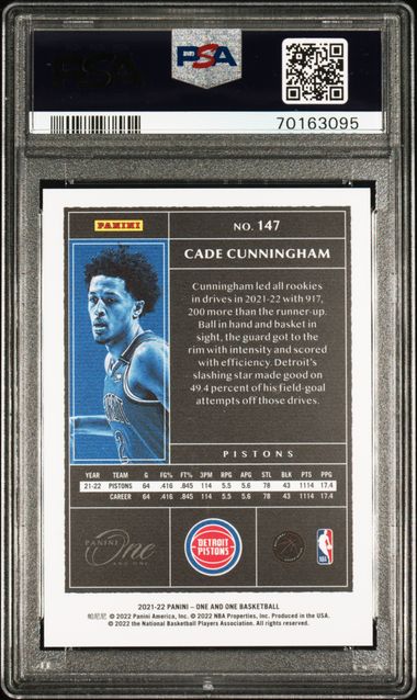 2021-22 Panini One and One #147 Cade Cunningham #76/99 PSA 10 (Rookie)