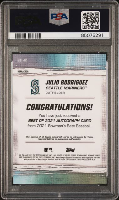 2021 Bowman's Best Best od 2021 Autograph Refractor #B21JR Julio Rodriguez PSA 10