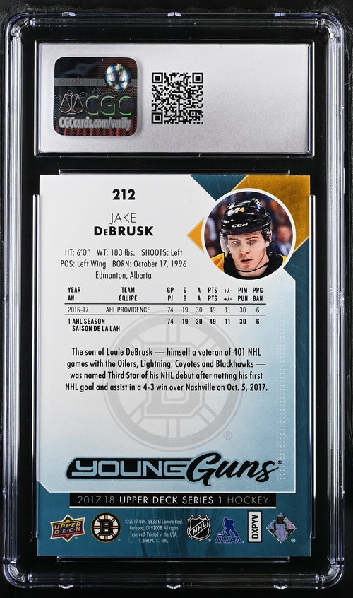 2017-18 Upper Deck #212 Jake DeBrusk CGC 9.5 (Rookie)