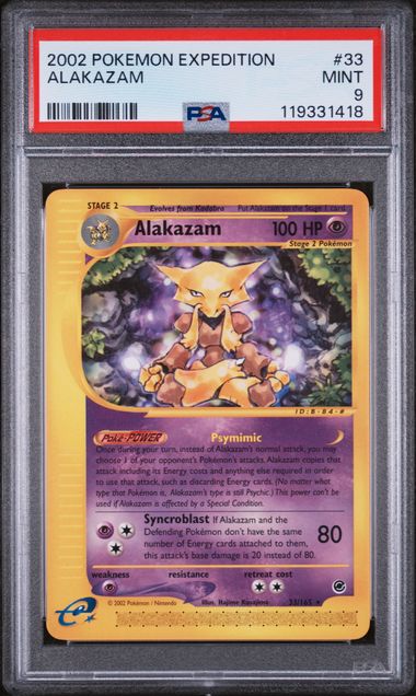 2002 Pokemon Expedition #33 Alakazam PSA 9