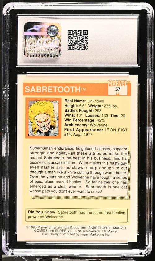 1990 Impel Marvel Universe Series 1 #57 Sabretooth CGC 9