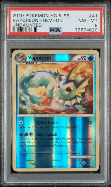 2010 Pokemon Undaunted #41 Vaporeon- Reverse Foil PSA 8