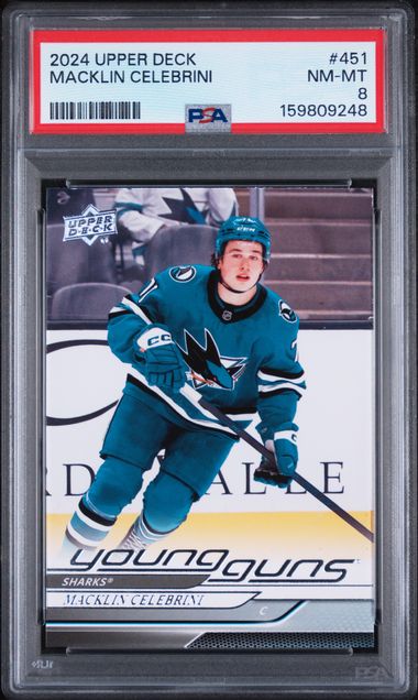2024-25 Upper Deck #451 Macklin Celebrini PSA 8 (Rookie)