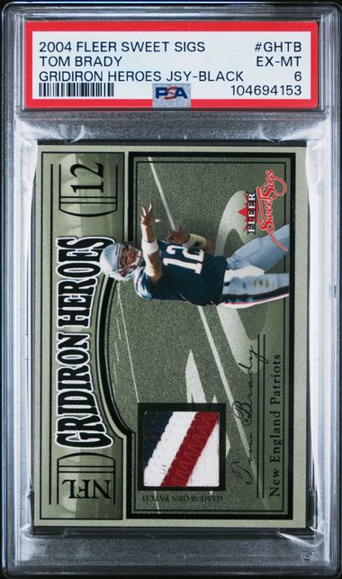 2004 Fleer Sweet Sigs Gridiron Heroes Jersey Black #GHTB Tom Brady #11/12 PSA 6 | Eastridge Sports Cards