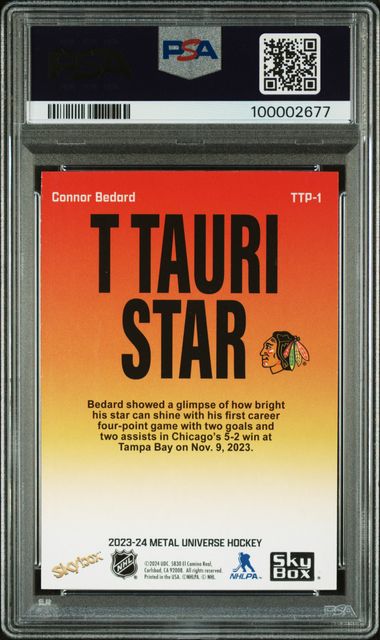2023-24 Metal Universe T Tauri Star #TTP1 Connor Bedard PSA 8 (Rookie)