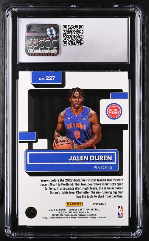 2022-23 Donruss Optic Holo #227 Jalen Duren CGC 9.5 (Rookie)