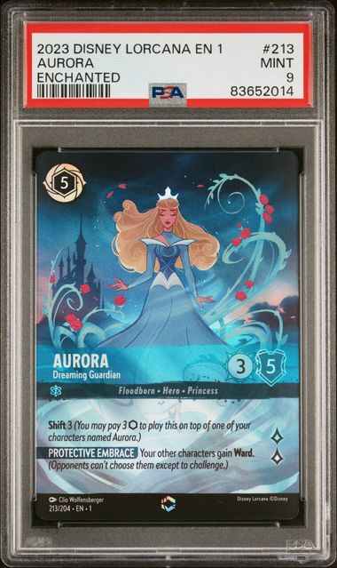 2023 Disney Lorcana The First Chapter #213 Aurora - Dreaming Guardian (Enchanted) PSA 9