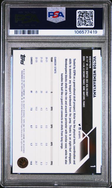 2023-24 Topps Chrome #1 Victor Wembanyama PSA 9 (Rookie)