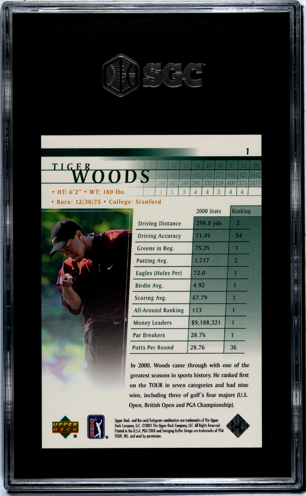 2001 Upper Deck #1 Tiger Woods SGC 9.5 (Rookie)