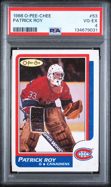 1986-87 O-Pee-Chee #53 Patrick Roy PSA 4 (Rookie)