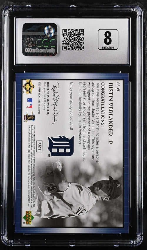 2007 Upper Deck Star Signings #SS-VE Justin Verlander CGC 8.5 (Auto 8)