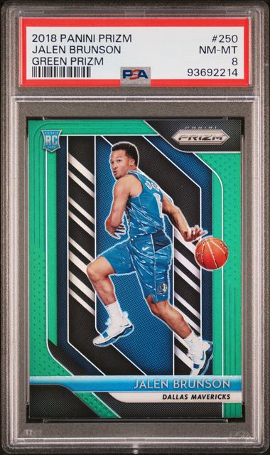 2018-19 Panini Prizm Green Prizm #250 Jalen Brunson PSA 10 (Rookie)