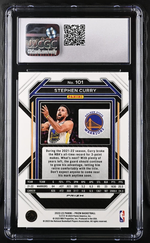 2022-23 Panini Prizm Green Prizm #101 Stephen Curry CGC 8