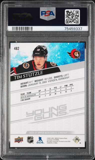 2020-21 Upper Deck #482 Tim Stutzle PSA 9 (Rookie)