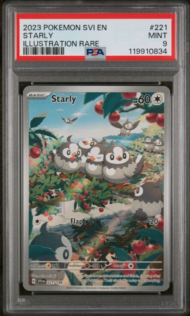 2023 Pokemon Scarlet & Violet #221 Starly - Illustration Rare PSA 9