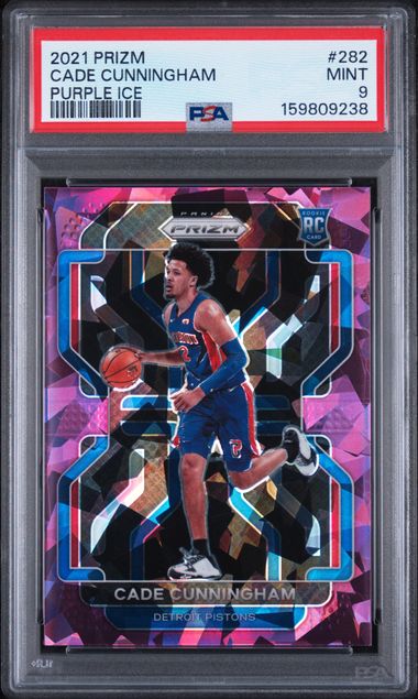 2021-22 Panini Prizm Purple Ice #282 Cade Cunningham #143/149 PSA 9 (Rookie)