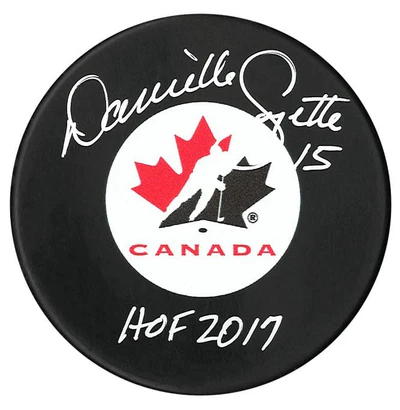 Danielle Goyette Autographed Team Canada HOF Puck (COJO Sports)