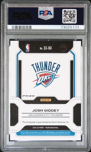2021-22 Panini Prizm Sensational Signatures Choice Prizm #SSJGI Josh Giddey PSA 10 (Rookie)
