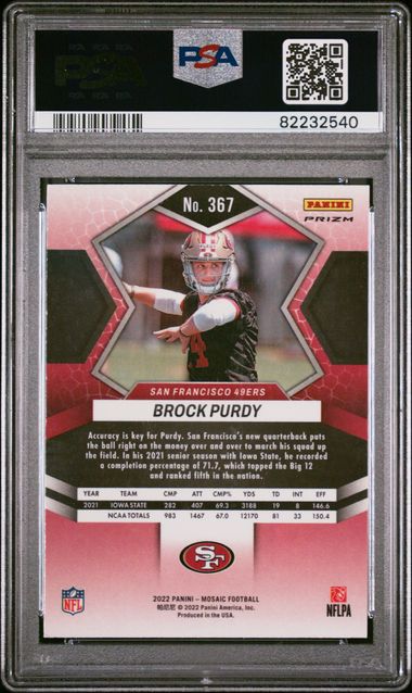 2022 Panini Mosaic Blue Sparkle #367 Brock Purdy PSA 10 (Rookie)