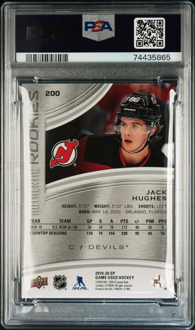 2019-20 SP Game Used #200 Jack Hughes #27/86 PSA 9 (Rookie)
