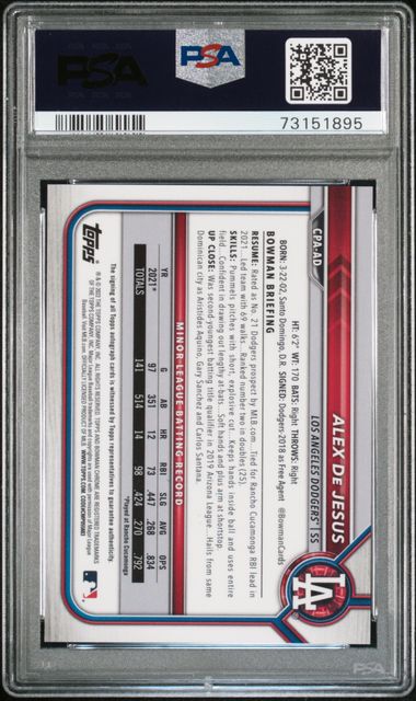 2022 Bowman Chrome Prospect Autograph #CPAAD Alex De Jesus PSA 9