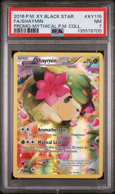 2016 Pokemon XY Black Star Promo Mythical Pokemon Collection #XY115 Shaymin - Full Art PSA 7