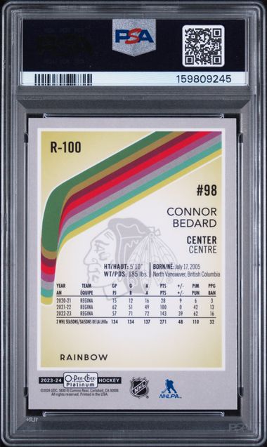 2023-24 O-Pee-Chee Platinum Retro Rainbow #R100 Connor Bedard PSA 10 (Rookie)