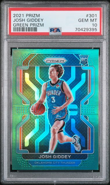 2021-22 Panini Prizm Green Prizm #301 Josh Giddey PSA 10 (Rookie)