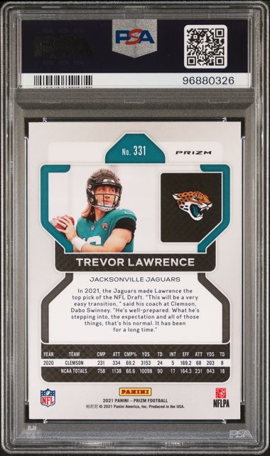 2021 Panini Prizm Red Ice #331 Trevor Lawrence PSA 10 (Rookie)