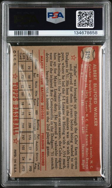 1952 Topps #319 Al Walker PSA 2