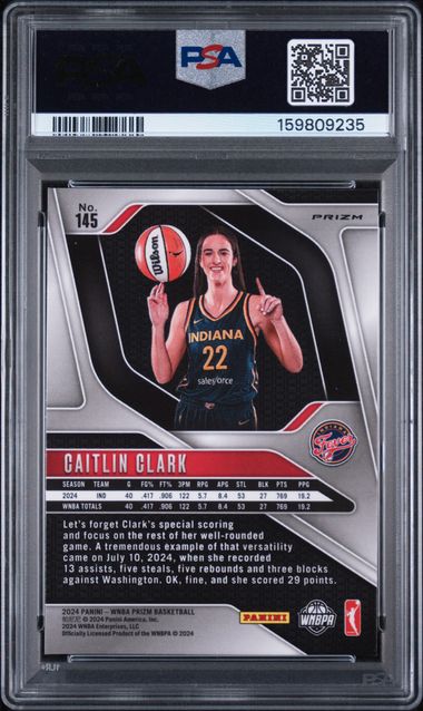 2024 Panini Prizm WNBA Ice #145 Caitlin Clark PSA 9 (Rookie)